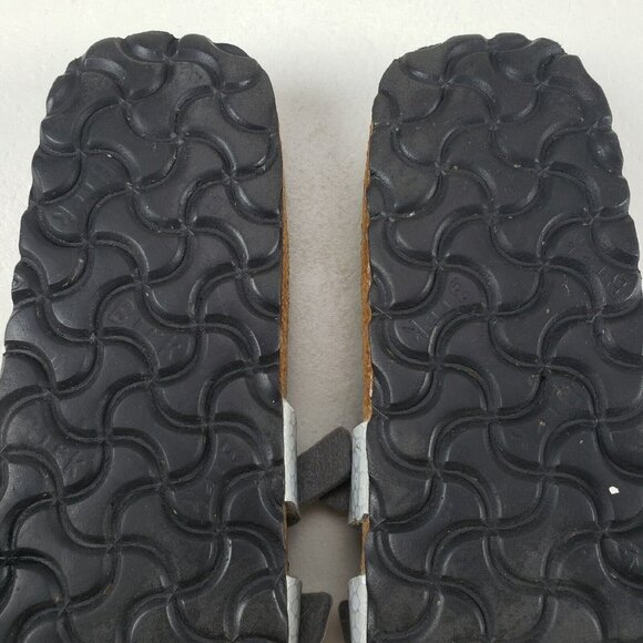 Birkis Birkenstock Metallic Sandals Silver Womens 4-4.5 35 Leather Strappy Slide - Picture 11 of 11